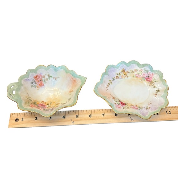 M & Z Austrian Porcelain Floral Trinket Dish Gold Handle Vintage 1900-1940 - Picture 11 of 15